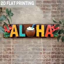 1pc Vintage Aloha Tropical Hawaiian Wall Art - Retro Metal Sign With Vibrant Floral And Beverage Design, Suitable For Kitchen, Bedroom, Bar, Restaurant Rustic Home Decor, Hawaiian Home Decor, 2D - Multicolor - View 4