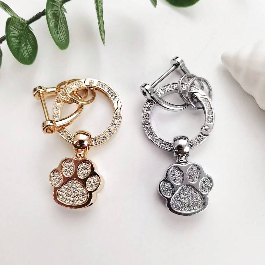 1pc Realistic Rhinestone Bear Paw Keychain, Faux Cat Paw Pendant, Korean Cute Style Car Key Chain, Birthday Gift For Girls And Besties - Multicolor - View 1