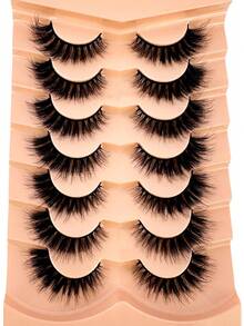 7 Pairs Fluffy Faux Mink Eyelashes, Delicate & Thick, Curled & Natural, Like Mink Lashes, Create Dramatic Lash Effect, Strips Eyelashes, Soft Artificial Mink Lashes, Thin & Dense Curled Natural False Lashes, Soft & Fluttery Lash Extension - Black - View 5