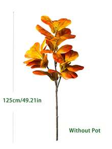 Kmitang 85-125cm Large Artificial Banyan Plants Fake Ficus Tree Branch Autumn Tree Leaves Faux Tropical Palm Plant Red Leafs Plastic Fiddle Leafs Tall Faux Rubber Tree For Home Shop Autumn Party Decor Without Pot 1pc - Multicolor - View 13