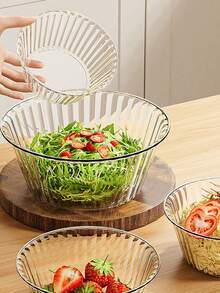 Salad Bowl Light Meal Dessert Fruit Bowl Plastic Household Bowl Set Premium Thickened Transparent Fruit Vegetable Jelly Bowl - Multicolor - View 8