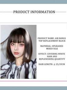 Synthetic Hair Topper With Bangs Invisible 3D Hair Toupee Hairpieces Top Hair Closures For Men And Women, Halloween - Multicolor - View 3
