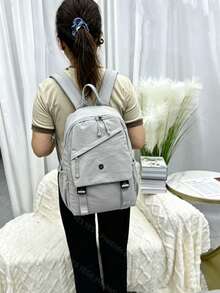 Women's Oxford Backpack - Large Capacity - 39 Cm High - With Multiple Compartments For School, Travel And Work - Glacier Grey - View 2