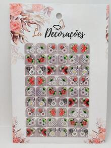 CARTELÃO DE ADESIVOS PARA UNHAS COM 54 UNIDADES REF:16 - Multicolorido - Visão 1
