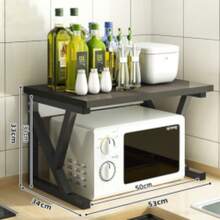 2 Tier Microwave Oven Rack Stand Storage Holder Kitchen Corner Shelf Black - JN-shuangceng-black - View 1