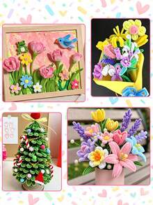 1 conjunto Kit DIY para Fazer Buquê de Macaron, Hastes de Chenille Limpadores de Tubo, Varetas Torcidas, Decoração de Chá de Bebê, Suprimentos de Flores DIY, Artesanato de Buquê Feito à Mão, Lembrancinha de Festa - Multicolorido - Visão 6