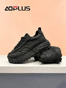 Suburban Outing Casual Sneakers For Men, Wild Simple PU Upper, Suburban Walking Non-Slip Rubber Sole - 黑色 - 查看 2