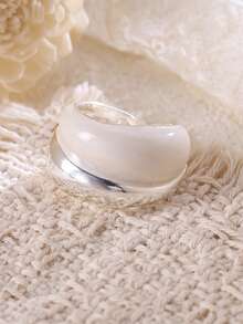 1 buah Cincin Terbuka Enamel Dua Warna untuk Wanita, Cincin Pita Tebal Ganda Berlapis Vintage dengan Desain Tetesan Minyak yang Dapat Diatur, Hadiah Perhiasan yang Dapat Ditumpuk untuk Sehari-hari - cincin yang dipersonalisasi - View 5