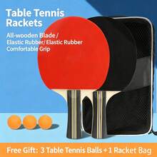 Juego de raquetas de tenis de mesa, incluye 2 raquetas, 3 pelotas de tenis de mesa y bolsa portátil, adecuado para principiantes - Multicolor - Ver 8