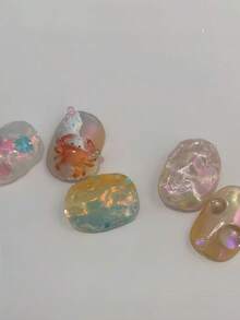 1pc Cute Fish, Crab, Starfish, Dolphin, Ocean Shell Glass Nail Art 3D Decor Silicone Mold - Clear - View 6
