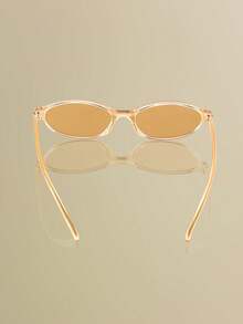 NobleVue 1 Pair Unisex Oval Small Frame Fashion Sunglasses, Suitable For Photography, Celebrations, Weddings, Christmas Decorations And Other Occasions - Champagne - View 4