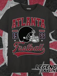 Camiseta Vintage Unisex de Fútbol Americano de Atlanta, Regalo para los Fans de Atlanta - Negro - Ver 1