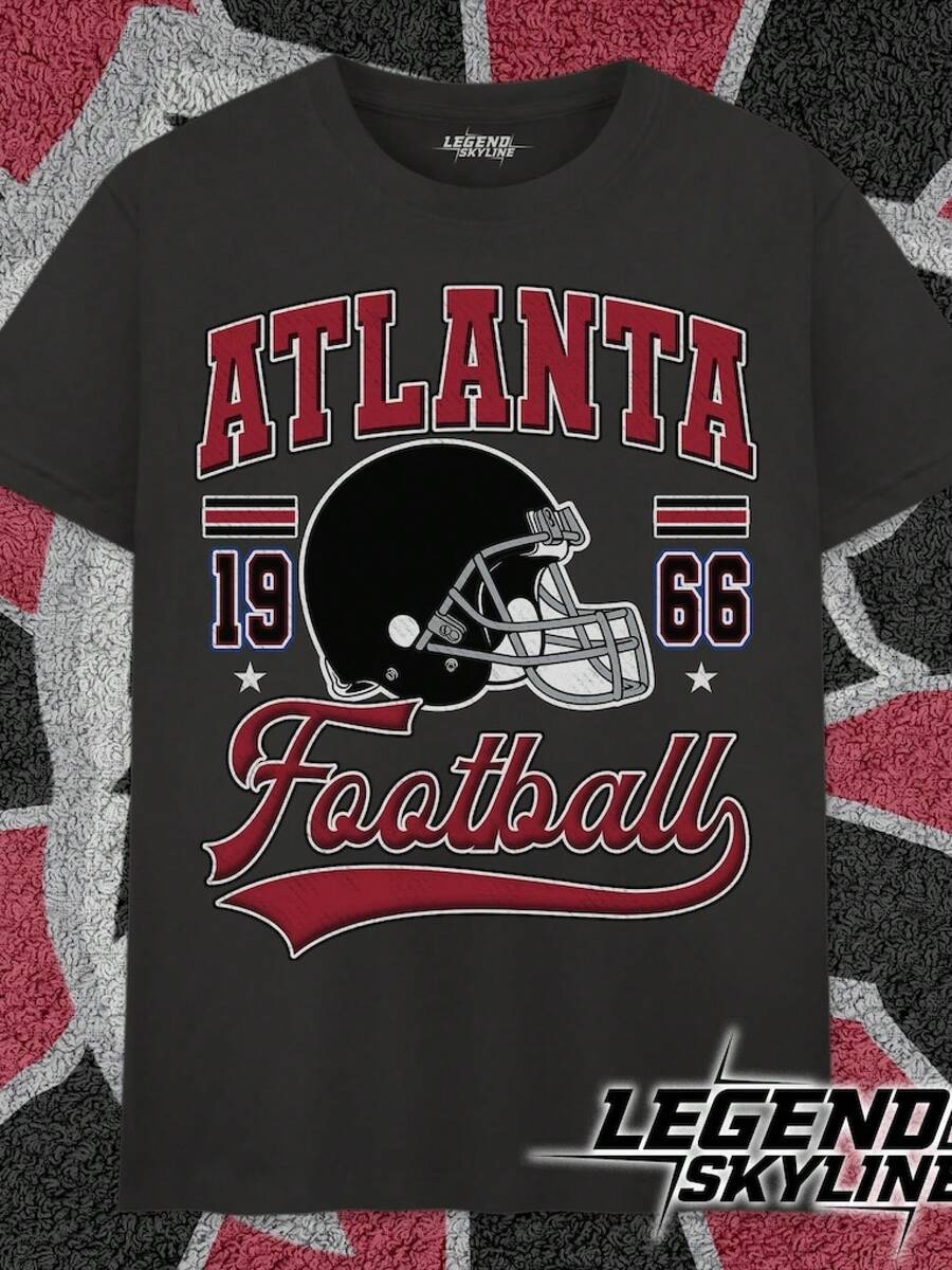 Camiseta Vintage Unisex de Fútbol Americano de Atlanta, Regalo para los Fans de Atlanta - Negro - Ver 1