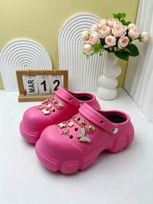 Women's EVA Anti-Slip Soft Thick Sole Sandals With Cartoon Accessories, Suitable For Vacation, Casual Gatherings And All Indoor And Outdoor Occasions, Providing A Fashionable And Comfortable Wearing Experience - Hot Pink - View 9