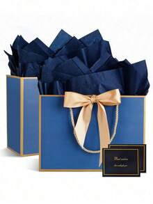 3pcs/4pcs/1pc/8pcs Minimalist Versatile Gift Bags With Handles, 11 Inch Size, Perfect For Birthday Party, Graduation Gift Wrapping, Girlfriend Gift Wrapping, Wedding Occasions, Gender Reveal Party And Party Favor Packaging - Multiple Styles/colors - View 2