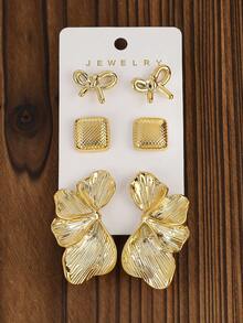 3pairs-12pairs/Set Vintage Golden-Plated Earrings Set,Heart&Flower Shaped, Women Jewelry Gift - Gold - View 10
