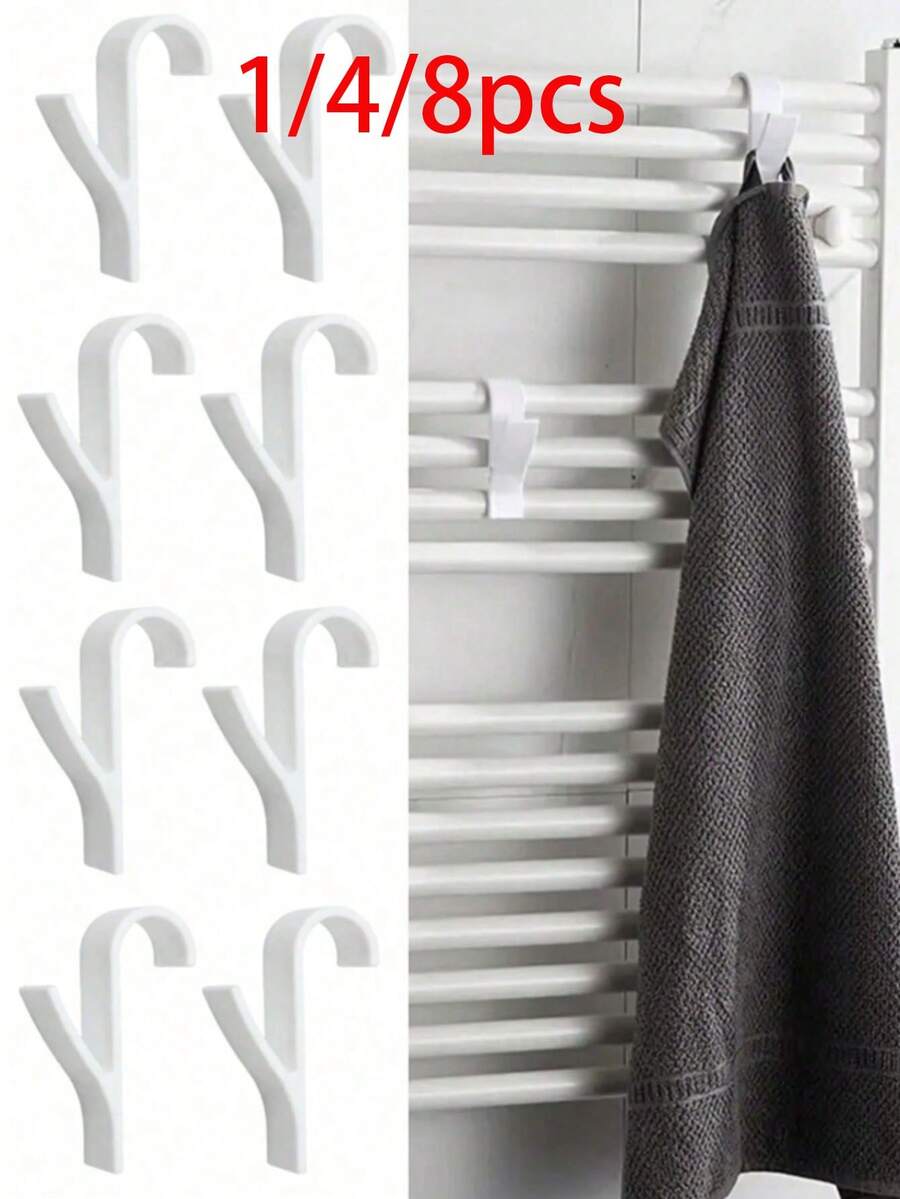 1/4/8 Pieces Of Bathroom Radiator Hooks, Heating Hooks, Bathroom Hooks, Clothing Hooks, Cylindrical Heating Clothing Hooks, Wall-Mounted Clothing Hooks For Bathroom Radiators, Suitable For Hanging Bathrobes, Clothes And Towels, In Random Colors