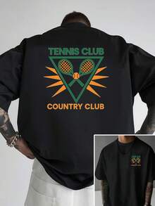 Camiseta de hombre con hombros caídos, con varios diseños para clubes de tenis y clubes de, camiseta holgada para hombre, ropa de hombre de estilo moderno y actual, un imprescindible pa - Blanco - Ver 7