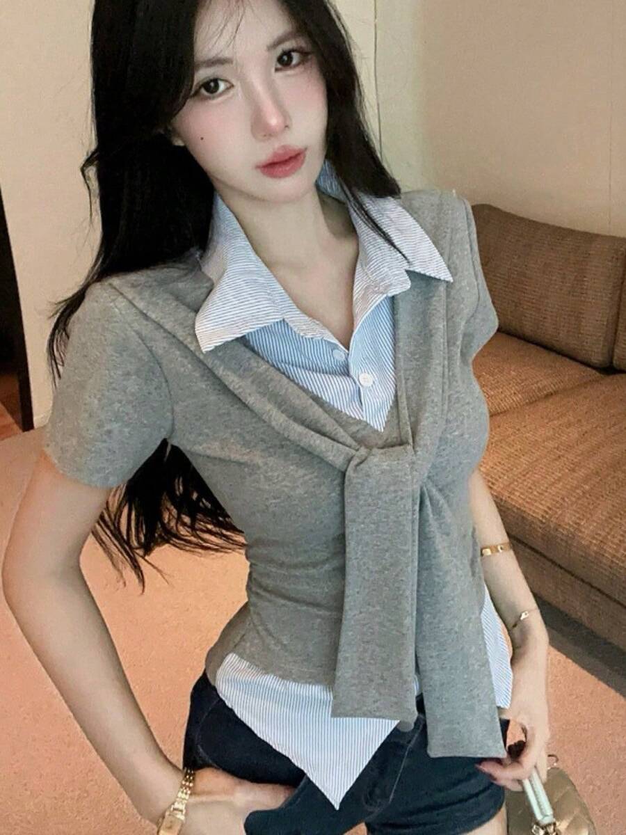 Women Tops - Grey - View 1
