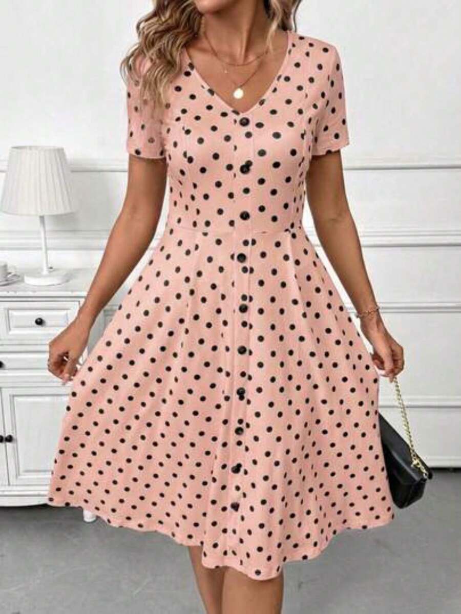 Ropa femenina de moda Colección de ropa femenina de moda Ropa femenina de moda Vestimenta femenina de moda Moda Mujer Vestido Clasi Vestido cas - Rosa - Ver 1