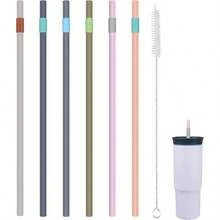 - Pajitas de repuesto compatibles con vaso de 24 onzas, con 1 cepillo para polvo, paquete de 6 6 colores - 6 colores - Ver 1