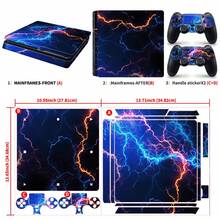 1 Set Printed Pattern Skin Stickers Compatible With PS4 Slim Game Console, Waterproof Scratch-Resistant Personalized Decorative Protective Film For Controller - View 6