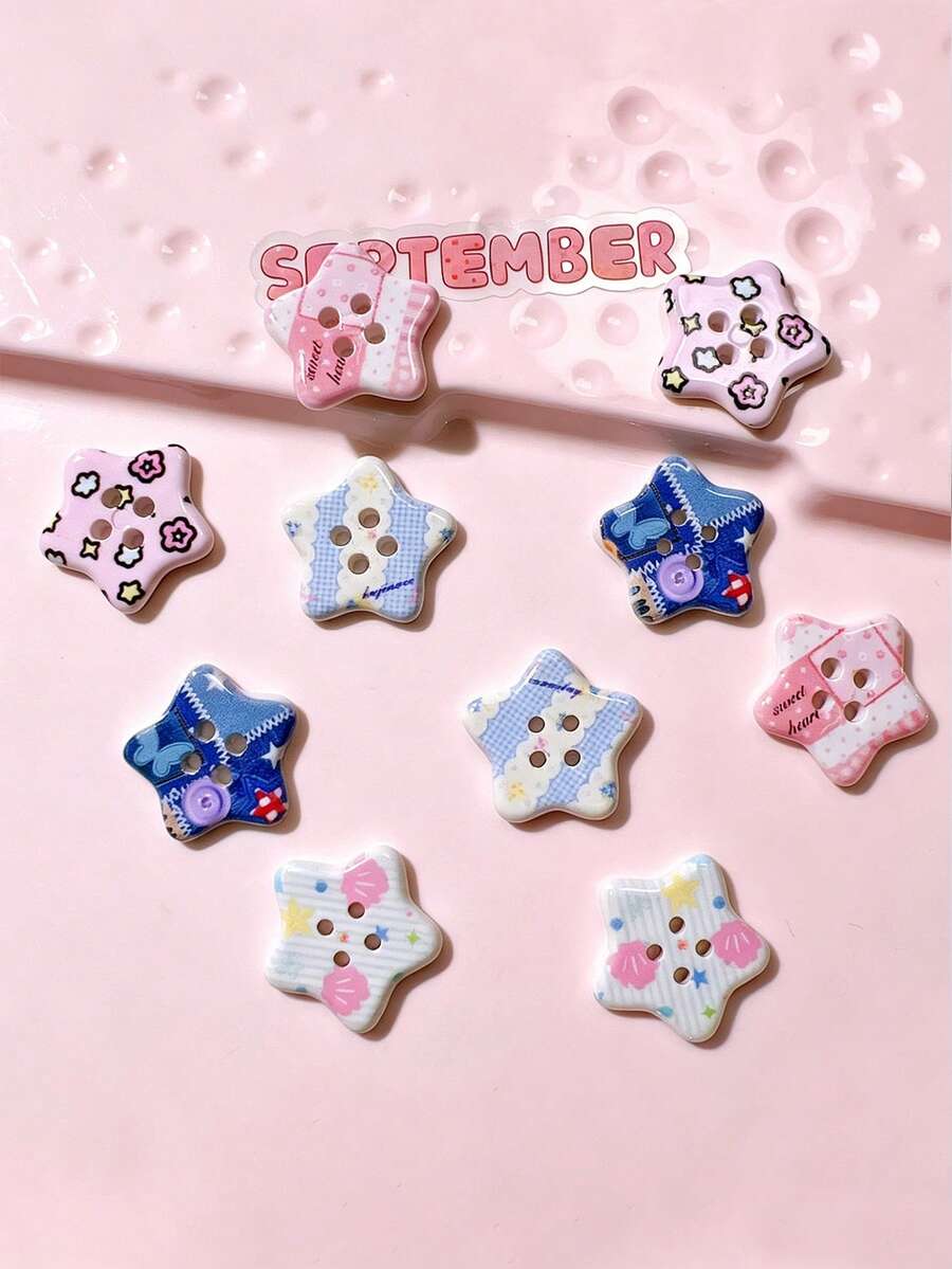 10/20/100pcs DIY Handmade Patch Flat Bottom Children's Hair Accessory Clips Cross-Border Shoe Flower Base Material Five-Pointed Star Buttons - Five-pointed Star Button - View 1