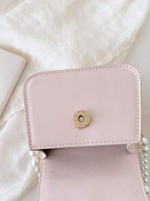 Bowknot Mini Handbag, Pearl Chain Crossbody Bag, Girly Versatile Small Square Bag - Multicolor - View 9