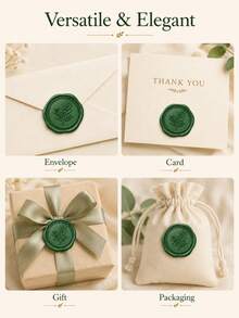20/30/50/100pcs Wax Seal Stickers, Wedding Invitation Envelope Seal Stickers, Self-Adhesive Rosemary Metallic Gold Stickers, Suitable For Invitations, Christmas, Gift Wrapping, Parties - Rosemary--olive Green - View 4