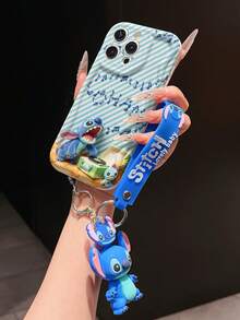 Disney Has Authorized, Phone Case - Chain Set, The Stitch Lilo & Stitch 3D Phone Case Plus A Silicone 3D Stitch Bracelet With Metallic Ring Removable Bracelet, Stitch And Angel Pattern, Compatible With Iphone17/16/15/14/13/12/11/XS/XR/X Plus Pro Max, A Stylish Cartoon Phone Case, The Perfect Gift Choice, Phone Protection, Durable Phone Cover, Great Gift For Friends And Family. - 白色 - 查看 4