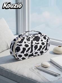 1pc Cow Print Handheld Pencil Case, Large Capacity Portable Multi-Functional Pen Bag, Versatile Stationery Organizer For School Supplies, Daily Cosmetic Makeup Storage Pouch For Girls & Students, Ideal Back To School & Holiday Gift - Multiple Colors - One Size Fits All - View 3
