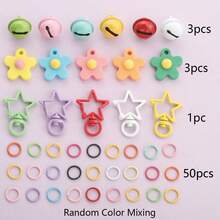 57pcs DIY Keychain Making Kit, Includes 1pc Keychain, 3pcs Flower Charms, 3pcs Bells And 50pcs Jump Rings, Suitable For Braided DIY Keychains, Bag Accessories, Floral Star Shaped Lobster Clasps, Animal Shaped Spring Clasps, Open Jump Rings, Pet Collar Connectors, Heart Key Rings, Hanging Luggage Tags, Climbing Outdoor Hook Accessories, Creative Holiday Gift DIY Keychain Accessories - Random Color Mixing (57pcs) - View 16