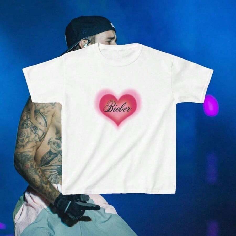 Bieber Baby Tee 2026 Festival/Concert T-Shirt, Women's Graphic Tees, Funny Tees, Juneteenth Tees, Women's Summer Outfits, Women's T-Shirt - 白色2 - 查看 1