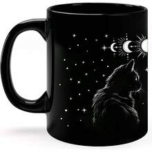 Taza de gato negro de 11 onzas para amantes de los gatos regalos para mujeres, divertida taza de caf gtica, decoracin gtica, taza de Halloween con gatos, regalo gtico, regalos de bruja para - 325 ml - Ver 1