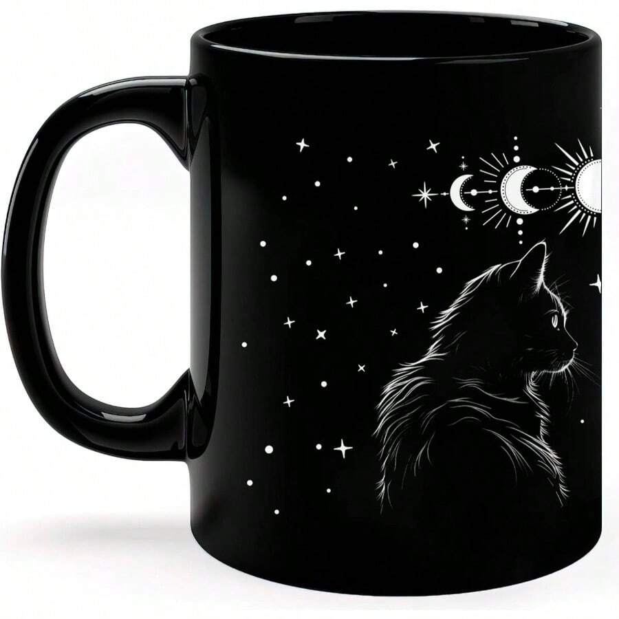 Taza de gato negro de 11 onzas para amantes de los gatos regalos para mujeres, divertida taza de caf gtica, decoracin gtica, taza de Halloween con gatos, regalo gtico, regalos de bruja para - 325 ml - Ver 1