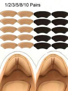 1/2/3/5/8/10 Pairs Solid Color Heel Patches, Wear-Resistant Cushioning Heel Protector Pads, Adhesive Shoe Inserts, Modern Non-Woven Fabric Anti-Slip Heel Grips, Suitable For Daily Use - Multicolor - View 1