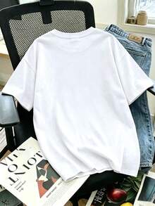 100% Cotton Women's T-Shirt, Relaxed-Fit Slogan Print New Summer And All-Season Sportswear Stylish, Soft And Breathable Women's Short-Sleeved Top - White 9 - View 4