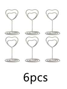 12/6/1pc Silver Metal Heart-Shaped Table Card Holder, Table Number Name Card Holder, Photo Memo Information Holder, Wedding Reception Seat Card Holder, Suitable For Anniversary, Bridal Shower, Valentine's Day, Party Table Decor, Event Ceremony Tabletop Decoration Supplies - Silver Heart-shaped Business Card Holder - View 11
