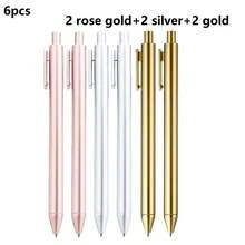 6 pièces/Set Stylos à bille de luxe Or/Or rose/Argent, grande capacité, rétractables, encre noire, pointe moyenne (1.0mm), stylos à écriture fluide, convenant pour les mariages, les cadeaux de fête, le bureau d'entreprise, l'école des enseignants, l'agenda et les cadeaux - Ensembles - Voir 10