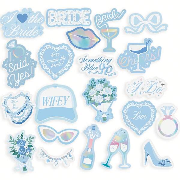 Something Blue Before I Do Photo Booth Props Kit, 24PCS Blue Bridal Shower Photo Props, Bride To Be Decorations For Bachelorette Party, Engagement Celebration, Wedding Shower, Girls Night Party Supplies