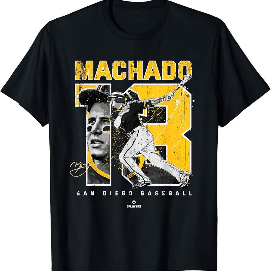 Number And Portrait Manny Machado San Diego MLBPA T-Shirt Small - 黑色 - 查看 1