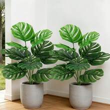 2pcs/Set 24-Inch Premium Artificial Bamboo - Outdoor Faux Green Plant, Realistic Green Leaves | Suitable For Indoor And Outdoor Multi-Scene Placement, Applicable To Office, Balcony, Wedding, Party, Yard. - Tropical Style Green Premium Feel - View 2
