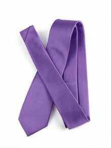 ZLQ&GOU 1PC Men's Solid Color Diagonal Stripe Business Formal Necktie, Neck Accessory Suitable For Party, Vacation, Work, Wedding, Slim Fit Narrow 6cm Tie,Halloween - Lilac Purple - View 2