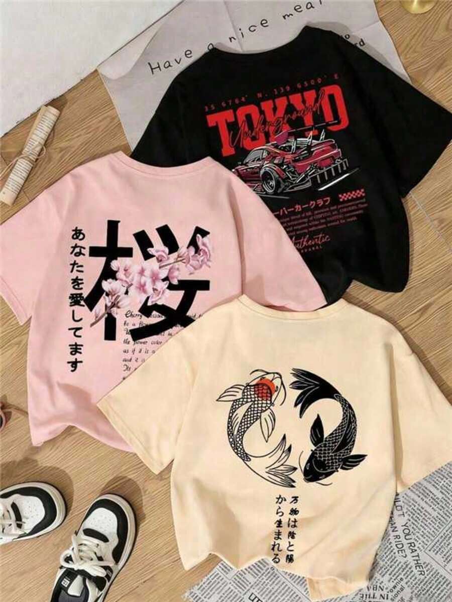 Women T-Shirts - NEGRO+HUESO+PALO DE ROSA - View 1