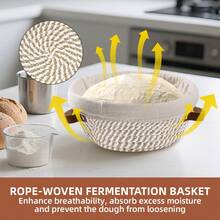 Sourdough Bread Baking Tool Set, Bread Making Kit - Fermentation Basket With Liner, Dough Mixer, Bread Lame With Replaceable Blades, Dough Scraper, Perfect For Baking Beginners And Professionals, Homemade Bread Baking Supplies, Sourdough Starter Kit - View 4