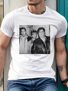 Vintage Men's T-Shirt Featuring Chris Farley, Adam Sandler And David Spade, Casual Crew Neck T-Shirt In 220 G/M² Pure Cotton (1 Piece) - 白色 - 查看 1