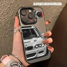 1pc Racing Pattern Black & Silver Phone Case Compatible With Apple Phones - Multicolor - View 3