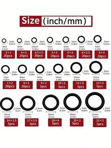 225pcs O-Ring Sealing Ring Set, 18 Sizes, Heat And Oil Resistant NBR Rubber Gaskets, Automotive Water Pipe Faucet Repair Replacement Tools, Car Parts, Faucet Water Pipe Air Seal Repair - A - View 2