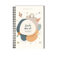 1 pieza Cuaderno de espiral soñador para niños, portada con cohete, arcoíris y otros patrones lindos, el letrero "Danke Mash" añade un toque único. 100 páginas de gran capacidad, adecuado para registros de trabajo, notas de estudio, escritura de diario, también una opción de regalo considerada para graduación, cumpleaños. - H - Ver 2