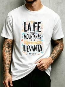 Men's Crew Neck T-Shirt Inspired By Faith And Hope, Relaxed Fit, 100% Cotton, Modern And Versatile, Soft And Comfortable Fabric, Suitable For Everyday Wear And Gifts. Faith Moves - 黑色 - 查看 7